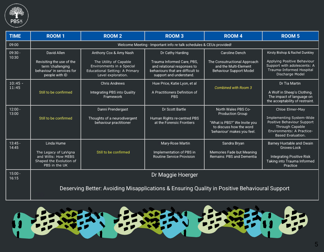 conference timetable of events